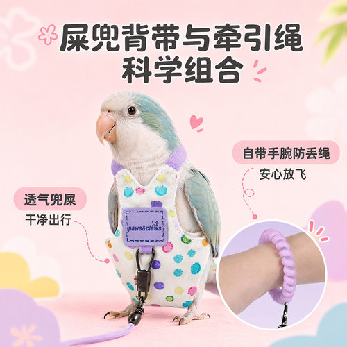 鹦鹉放飞轻薄透气牵引绳屎兜