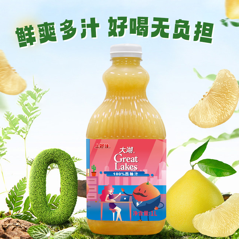 大湖100%西柚汁1L*2瓶 聚会果汁 果汁饮料