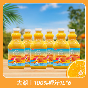 上好佳大湖100%橙汁果汁饮料1L*6大瓶婚宴整箱装