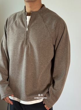 XY【柔软羊毛】拉链羊毛醋酸卫衣假两件打底T恤长袖毛衣百搭上衣