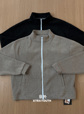 XY【慕斯羊毛】羊绒羊毛夹克立领纯色韩版短款美式休闲风上衣