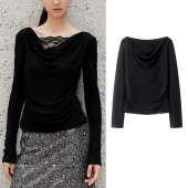 清仓特价 毛衣打底衫 NO退换 百搭蕾丝性格针织衫 女 时尚