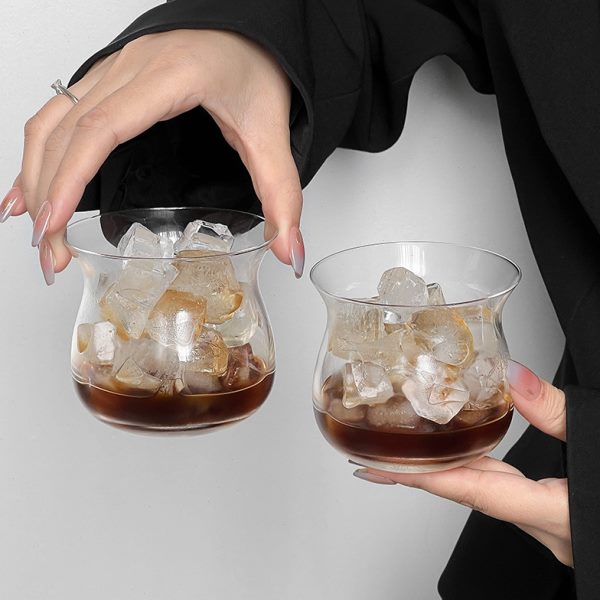 轻薄铁美式拿胖冰简约茶杯鸡尾酒杯反胖冷饮杯杯口杯玻璃咖啡杯子