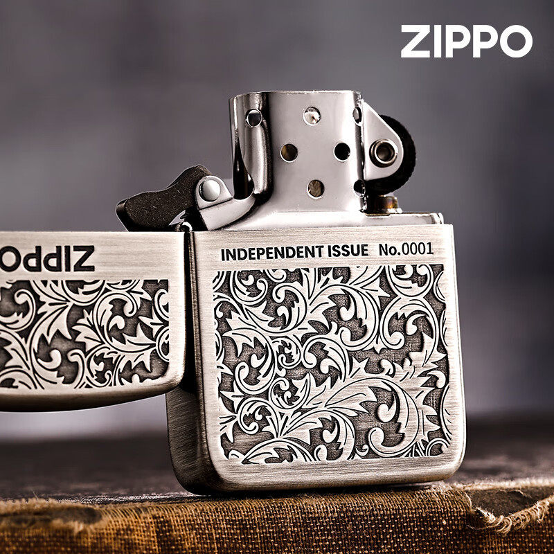 Zippo打火机芝宝正品1941复刻古银双面唐草煤油防风送礼佳品收藏