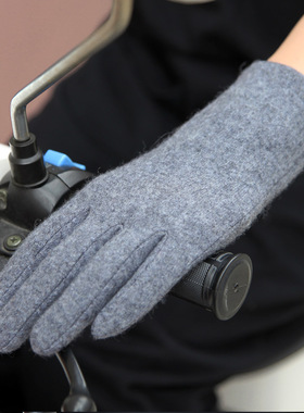 秋冬季女士羊毛布手套单层薄绒防寒防风跑步骑行手套触屏YL020