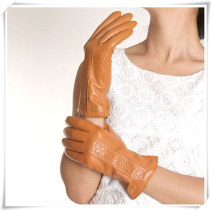 ELMA真皮手套女士秋冬时尚保暖羊皮羊绒里衬手套户外手套EL001