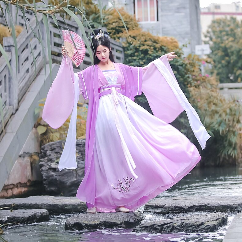 江厌离服装动漫成年师姐大袖口印花渐变色服装可定制