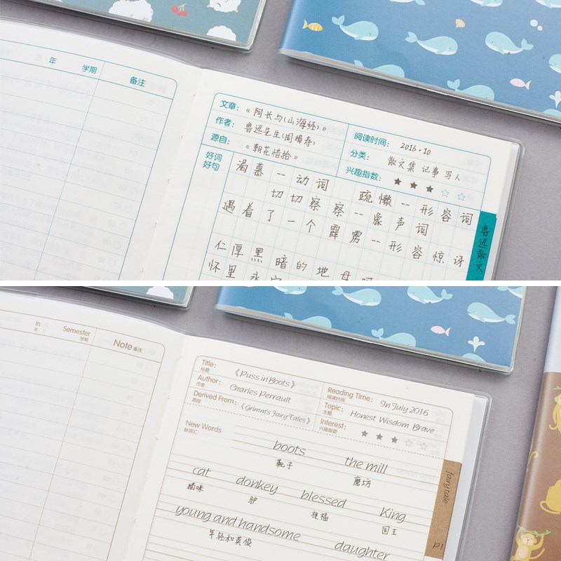 見描述仿皮膠釘式裝訂熱銷本子語文摘抄課外閱讀讀書筆記筆記本