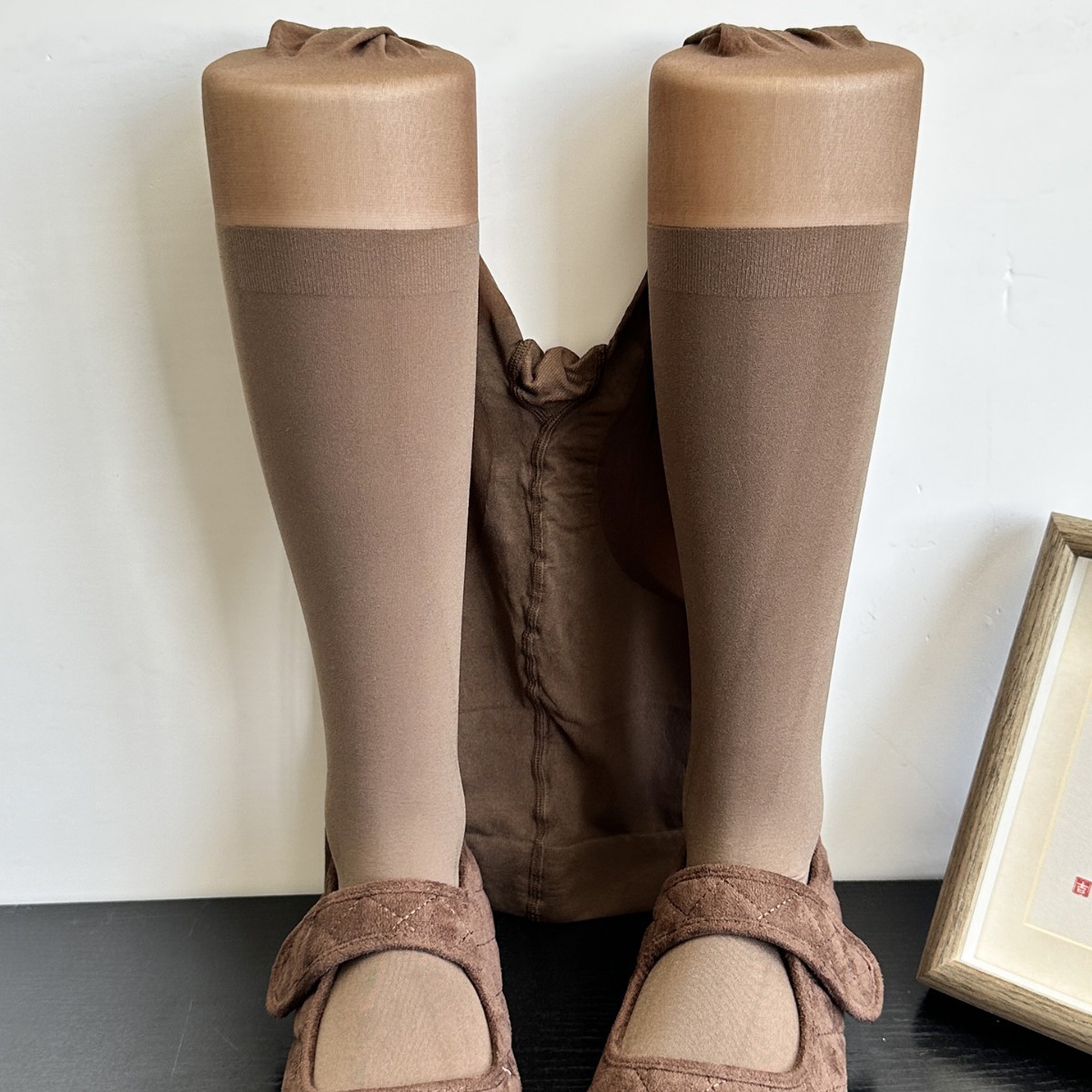 春秋假两件拼接丝袜天鹅绒咖色打底裤微压长筒袜子女假大腿连袜裤