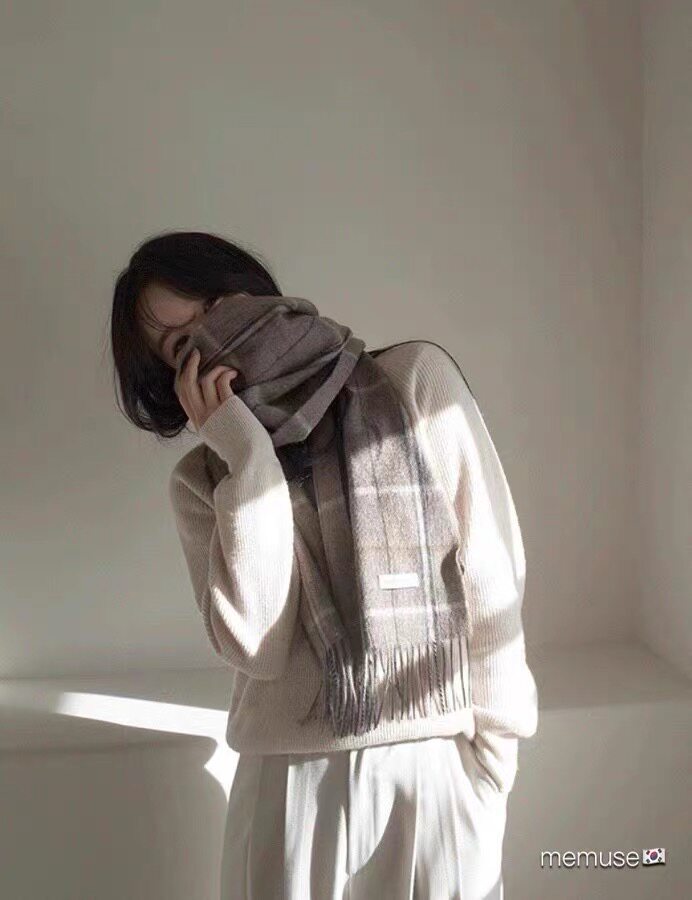 现货格纹流苏东大门保暖围巾复古