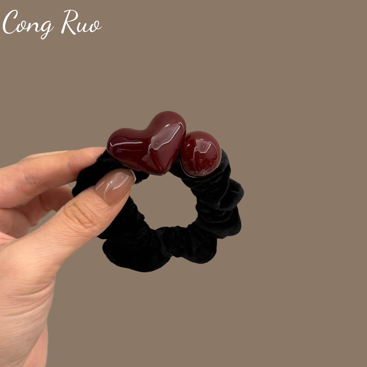 新年红系头饰少女扎辫子发圈红色桃心小肠圈扎马尾头绳橡皮筋发绳