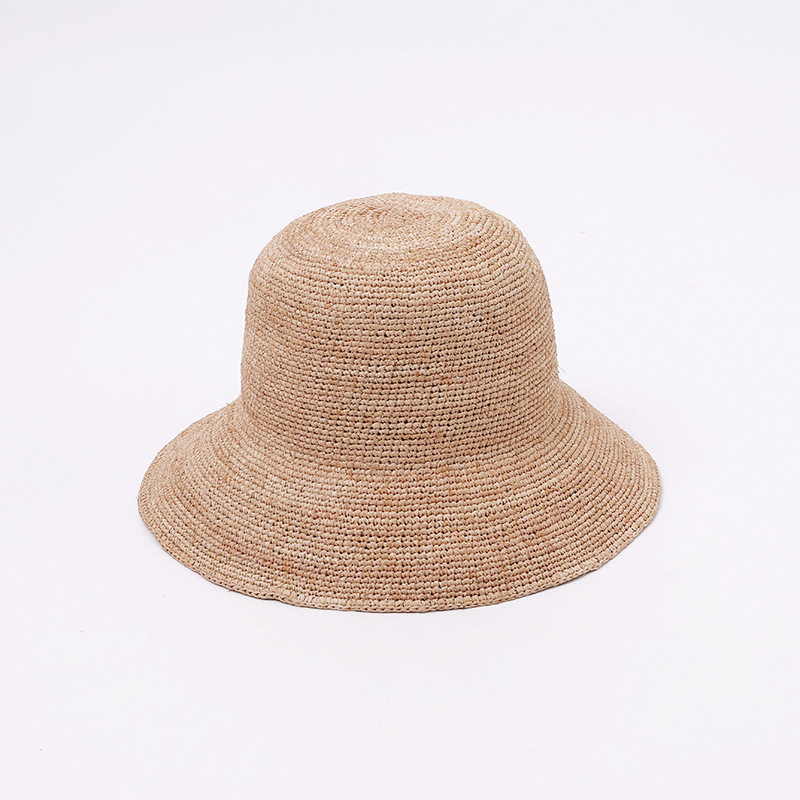 夏季新款手工拉菲草帽可折叠沙滩帽子遮阳帽女防晒渔夫帽时尚百搭
