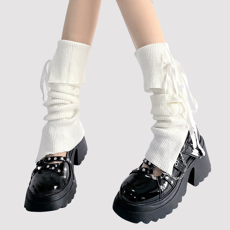 芭蕾风甜美少女小众绑带蝴蝶结堆堆针织纯色袜套韩系百搭开叉腿套,女士内衣/男士内衣/家居服,中筒袜,淘宝优惠券,粉丝福利购,淘宝优惠卷