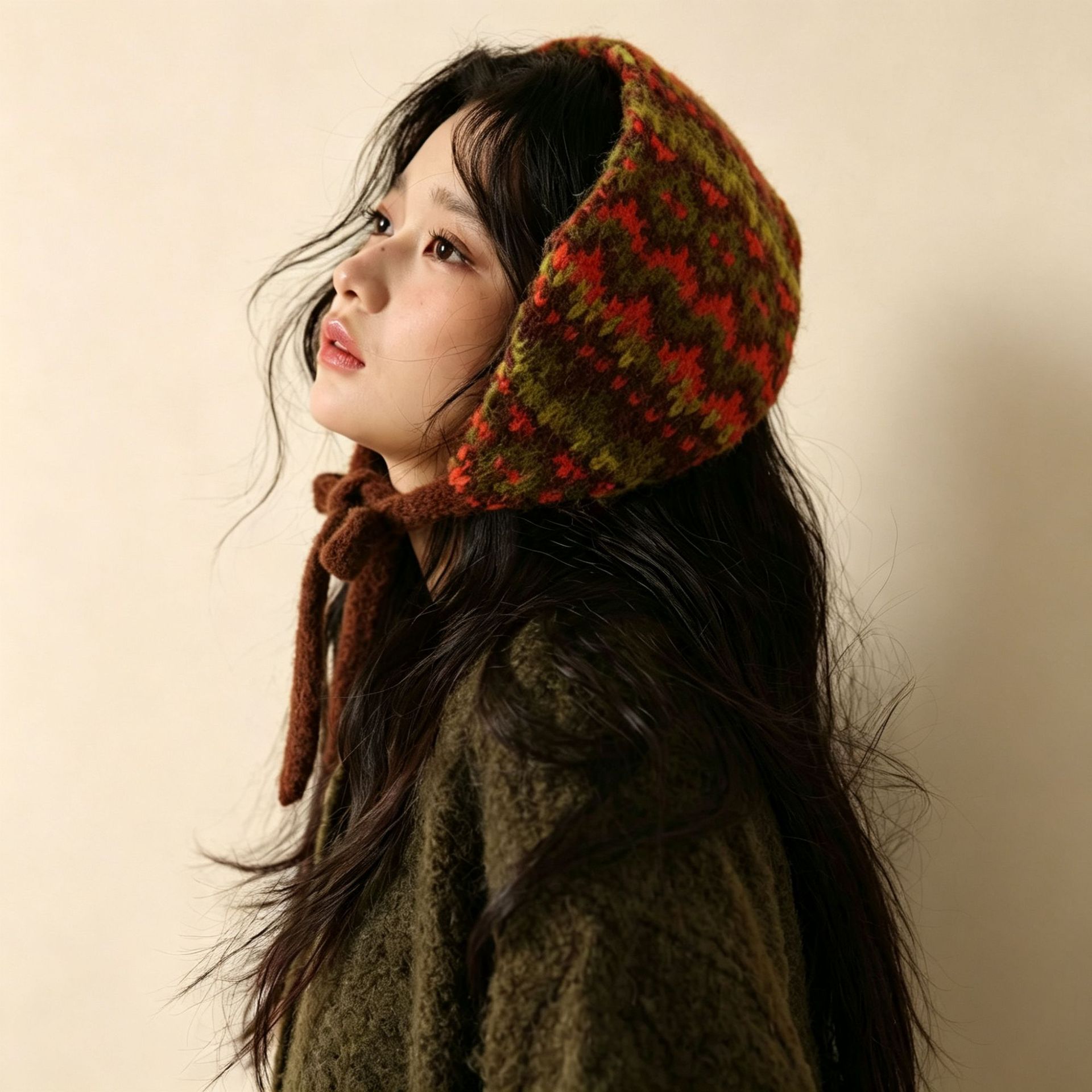 韩系复古菱形格子绑带耳罩女秋冬保暖耳包氛围感护耳套防冻耳捂子