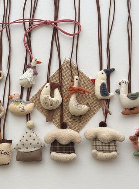 韩版布艺立体卡通小鸭子玩偶项链包包动物挂饰可爱百搭儿童毛绒链