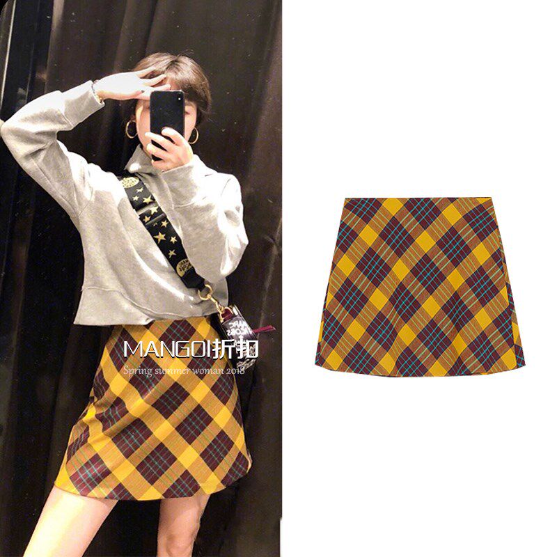 18 New fall za Women's wear Retro yellow Plaid Paige Versatile Mini skirt ra8125/638in the Women's clothing/Boutique , Skirts  category - from Buy2taobao.com to provide professional Taobao agent buy service