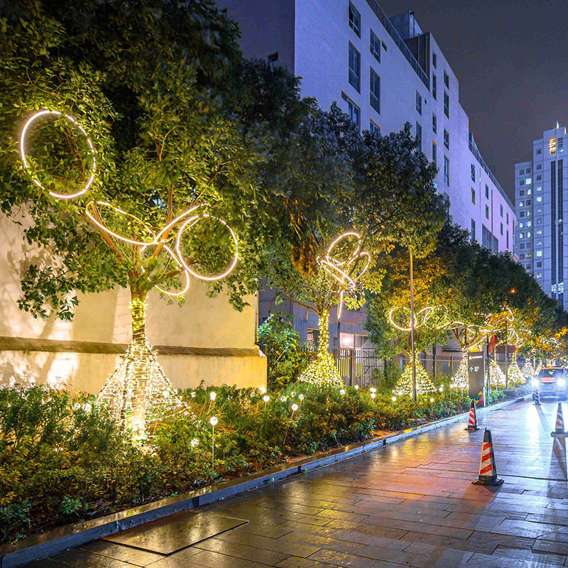 led户外防水发光环亮化彩灯装饰灯商场布置挂树木装扮工程圆圈灯