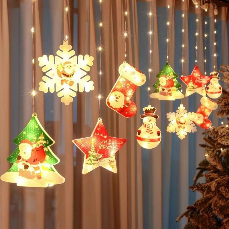 Christmas curtain lights atmosphere Christmas lights橱窗摆件