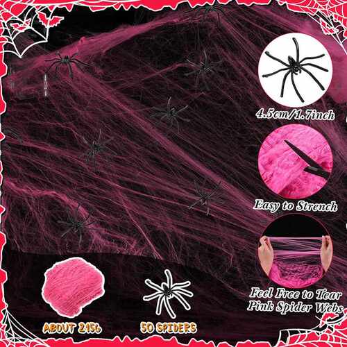 HalloweenPinkSpiderSilkOutdoor