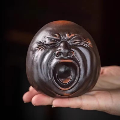 紫陶哈欠小人表情茶宠