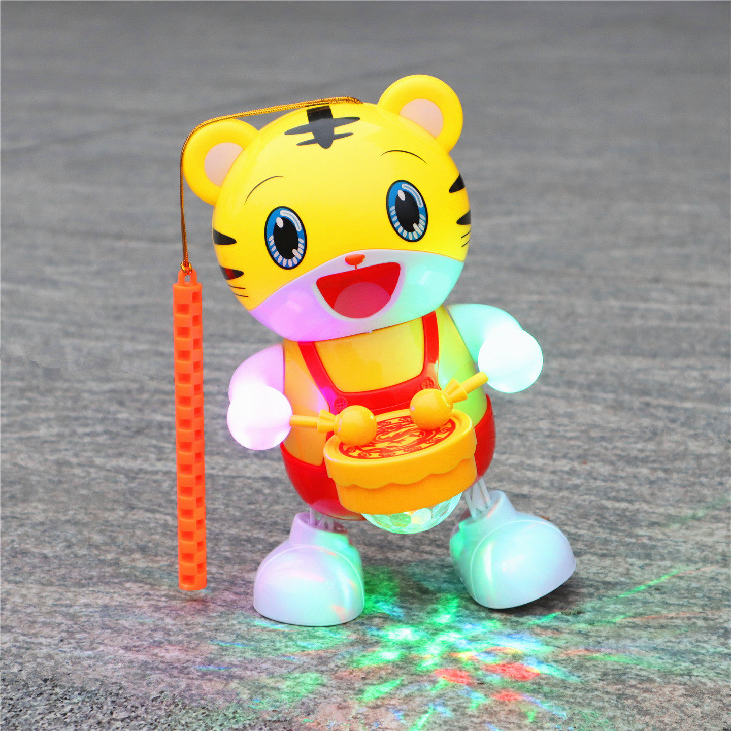 儿童手提灯笼发光玩具彩灯音乐电动打鼓老虎中秋元宵节卡通小花灯