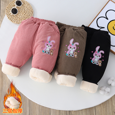 男童棉裤儿童裤子外穿冬季休闲保暖女童裤子一条过冬加绒加厚棉裤
