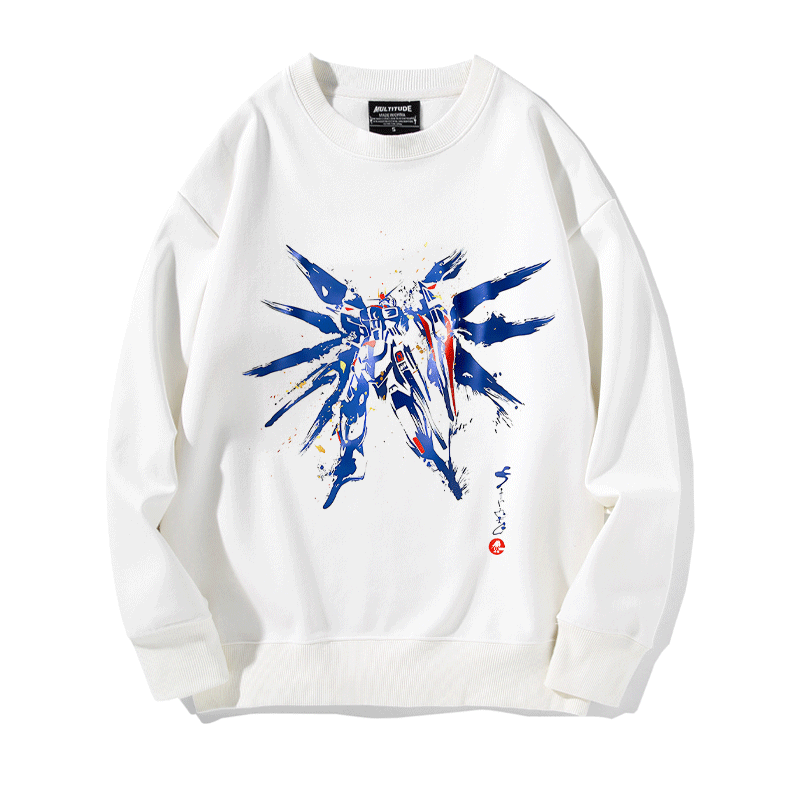 日系机动战士高达圆领卫衣周边二次元动漫男女落肩宽松百搭长袖潮