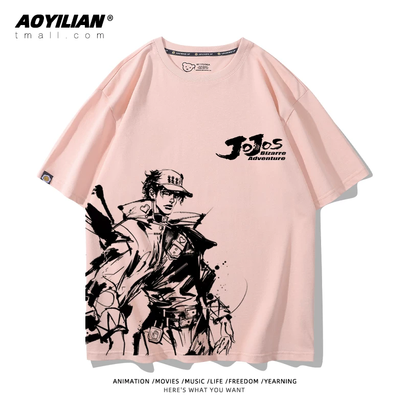 Японское аниме JOJO's Bizarre Adventure футболка короткий рукав для лошадиных гонок лётняя Джонни Джостар хлопковая универсальная