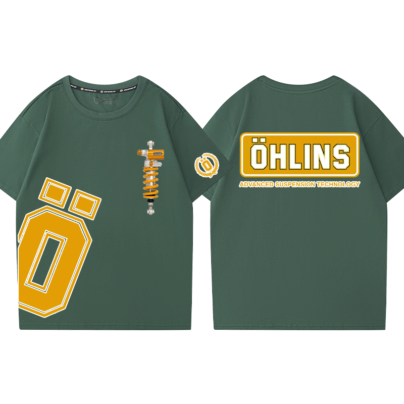 OHLINS摩托车减震器改装T恤衣服休闲潮牌男女赛车友会短袖可定制