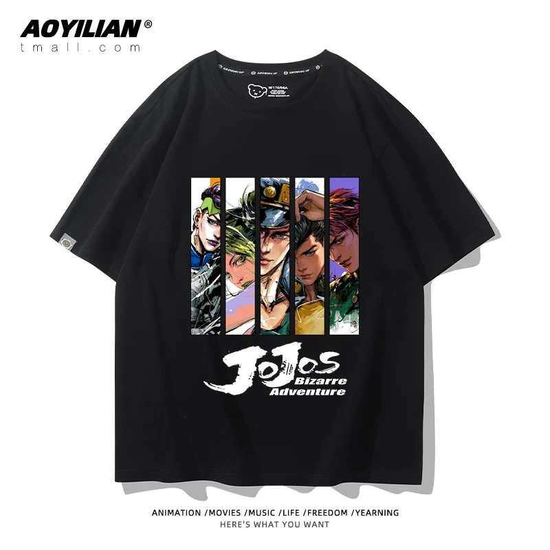 Японское аниме JOJO's Bizarre Adventure футболка короткий рукав для лошадиных гонок лётняя Джонни Джостар хлопковая универсальная
