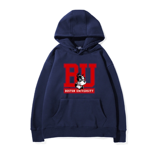 Boston University 波士顿大学连帽卫衣男女校服学生字母印花外套
