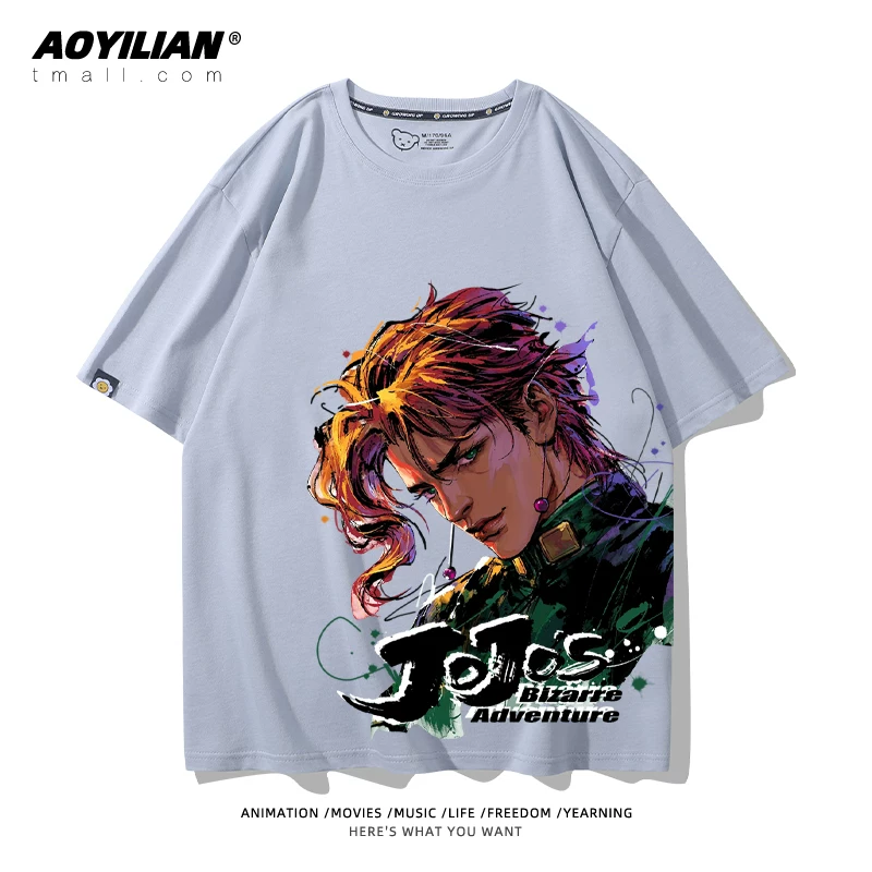 Японское аниме JOJO's Bizarre Adventure футболка короткий рукав для лошадиных гонок лётняя Джонни Джостар хлопковая универсальная
