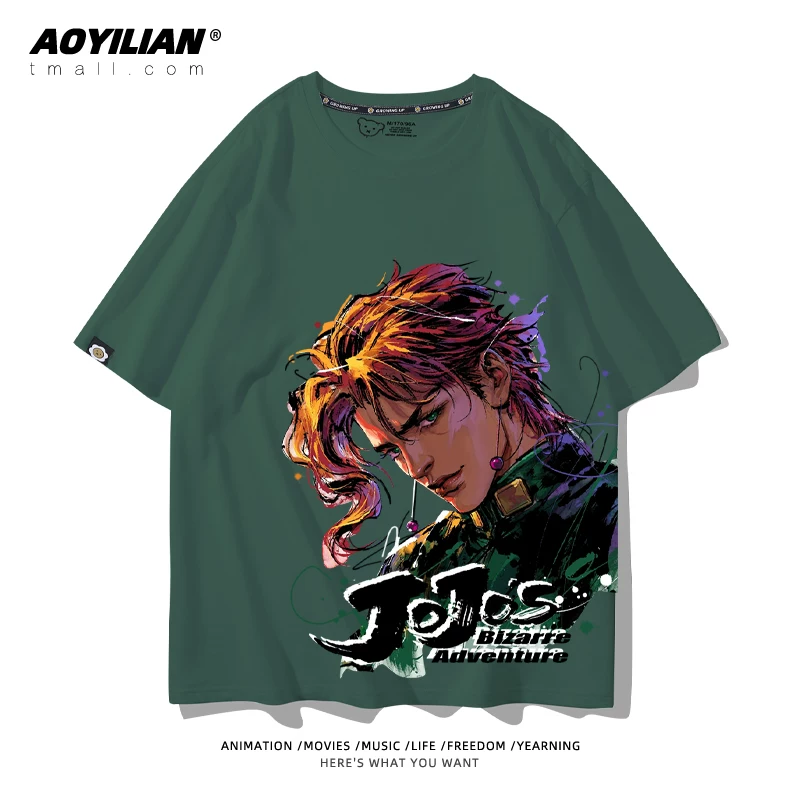 Японское аниме JOJO's Bizarre Adventure футболка короткий рукав для лошадиных гонок лётняя Джонни Джостар хлопковая универсальная
