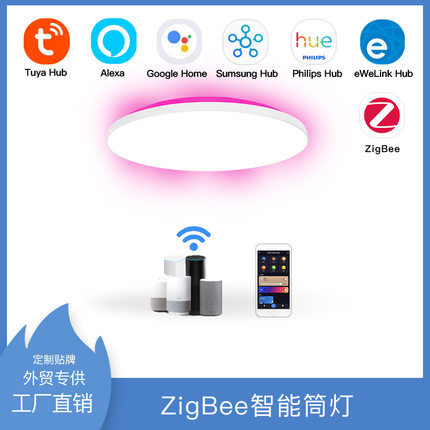 智能背光吸顶灯涂鸦智能ZigBee3.0协议直连Alexa多种网关控制