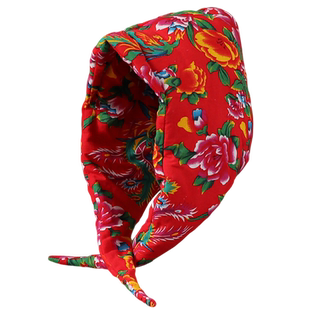 大红花头巾冬季男女同款加厚保暖防寒护耳帽户外东北搞怪包头棉帽