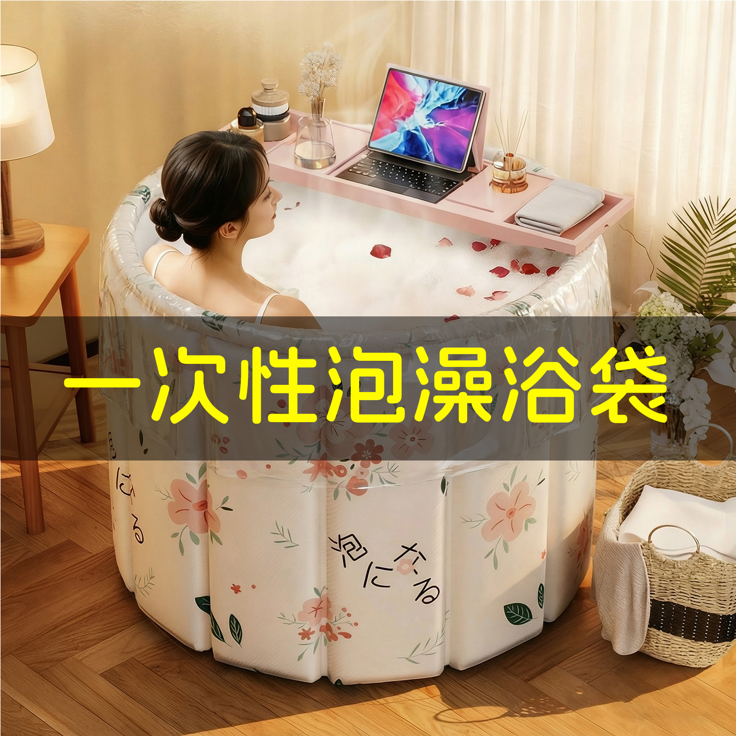 泡澡桶一次性泡澡袋圆桶浴桶洗澡浴袋家用浴缸加厚圆形塑料袋子膜