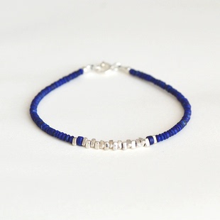 碎碎平安原创设计天然青金石小碎银手链女闺蜜礼物古风特色