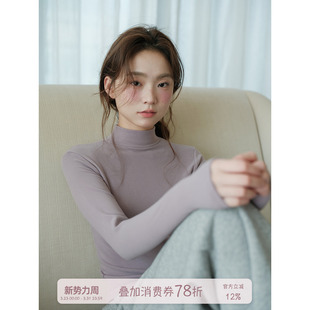 女秋冬加厚磨毛保暖内搭外穿T恤上衣 打底衫 馨帮帮Bra 半高领修身