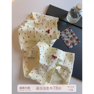 女收腹提臀纯棉裆无痕三角裤 馨帮帮Bra 可爱波点蝴蝶结小平角内裤