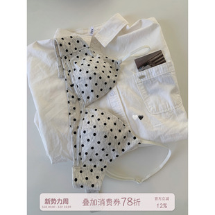 透气小胸聚拢舒适无钢圈文胸罩 波点镂空内衣女薄款 馨帮帮Bra 法式