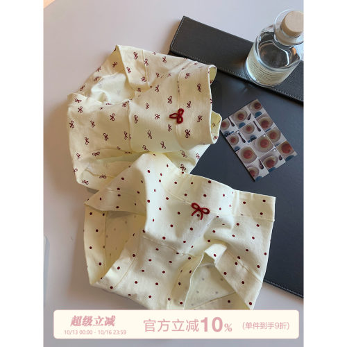 馨帮帮Bra波点蝴蝶结小平角内裤