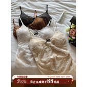 蕾丝蝴蝶结带胸垫吊带女内搭外穿修身 馨帮帮Bra 法式 显瘦打底背心