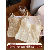 蕾丝骨线保暖吊带背心女胸垫一体修身 馨帮帮Bra 法式 内搭外穿美背