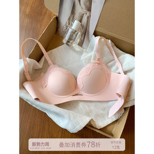 馨帮帮Bra纯欲蕾丝边深V内衣女聚拢小胸显大上托防下垂无钢圈文胸