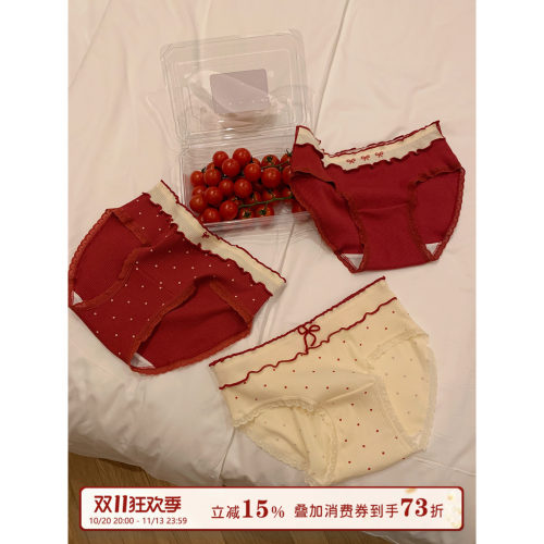 馨帮帮Bra好运红色波点内裤