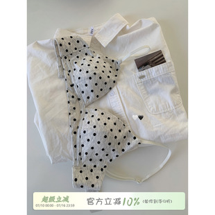 馨帮帮Bra 法式波点镂空内衣女薄款透气小胸聚拢舒适无钢圈文胸罩
