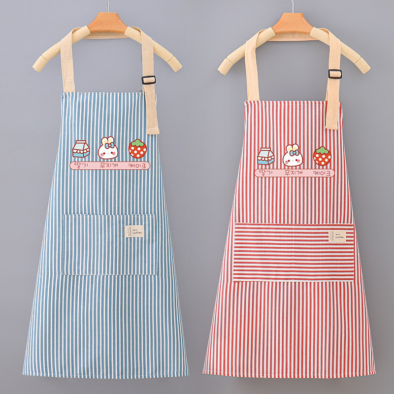 2026新款围裙家用女厨房餐饮专用做饭工作服棉麻围腰定制logo印制
