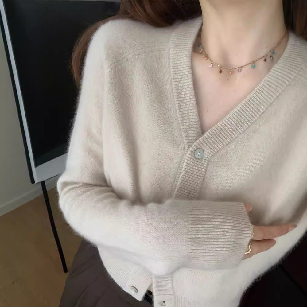 韩版秋冬新款V领羊毛开衫女宽松慵懒风短款小毛衣外套羊绒针织衫,男装,针织衫/毛衣,淘宝优惠券,粉丝福利购,淘宝优惠卷