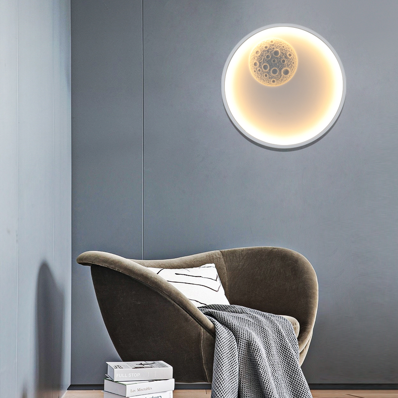 3D立体浮雕月球灯壁灯网红lefd餐厅酒吧背景墙装饰卧室床头壁画灯