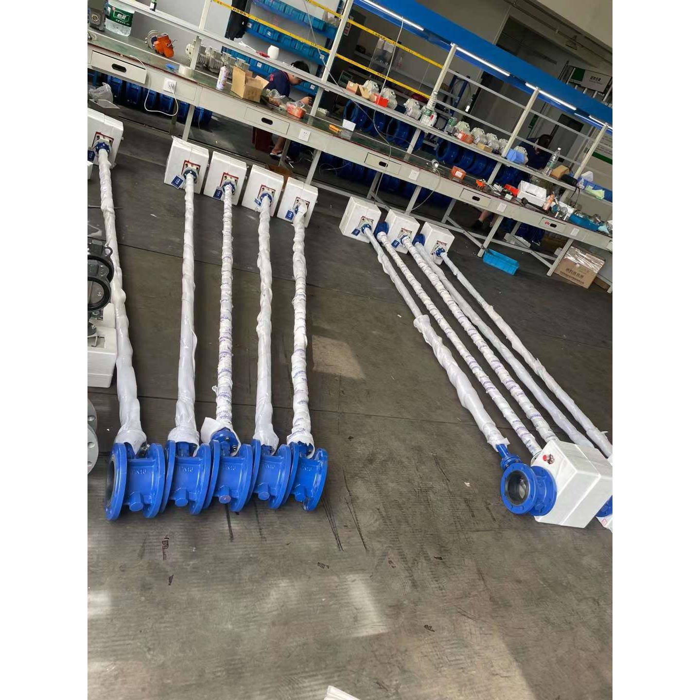 法兰式防爆电动加长杆蝶阀DN600电动软密封加长杆蝶阀DN450 350MM